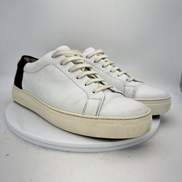 COS Low Top Trainer Men Size 10.5 Leather Casual Sneaker Shoes White Black - Picture 4 of 13